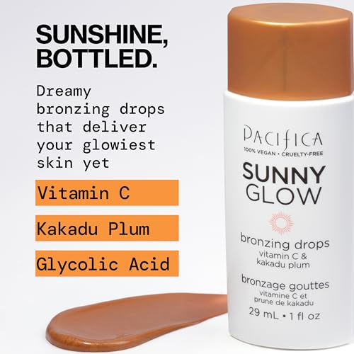 Gotas bronceadoras Pacifica para mejillas con brillo cálido.