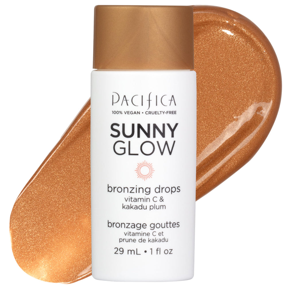 Pacifica Sunny Glow: gotas bronceadoras para rostro con acabado natural.