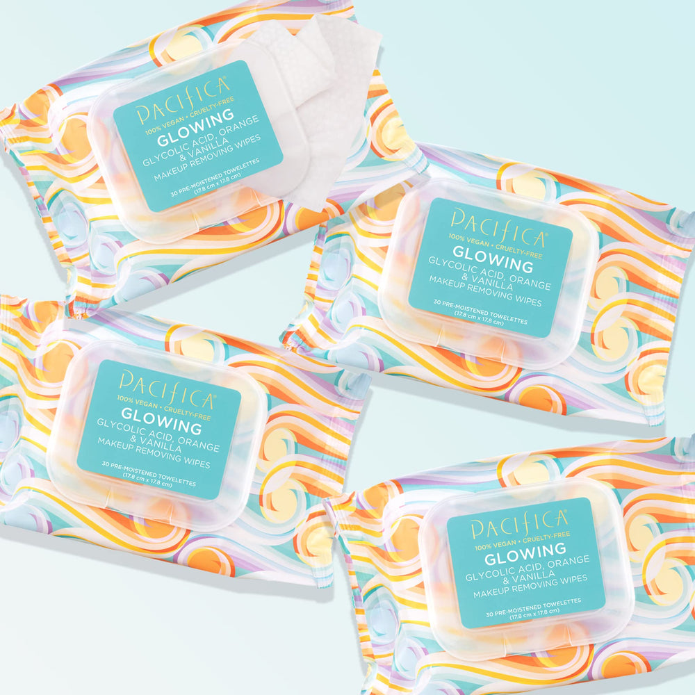 Pacifica Glow – aptas para piel sensible, reducen irritación con calmante mezcla.