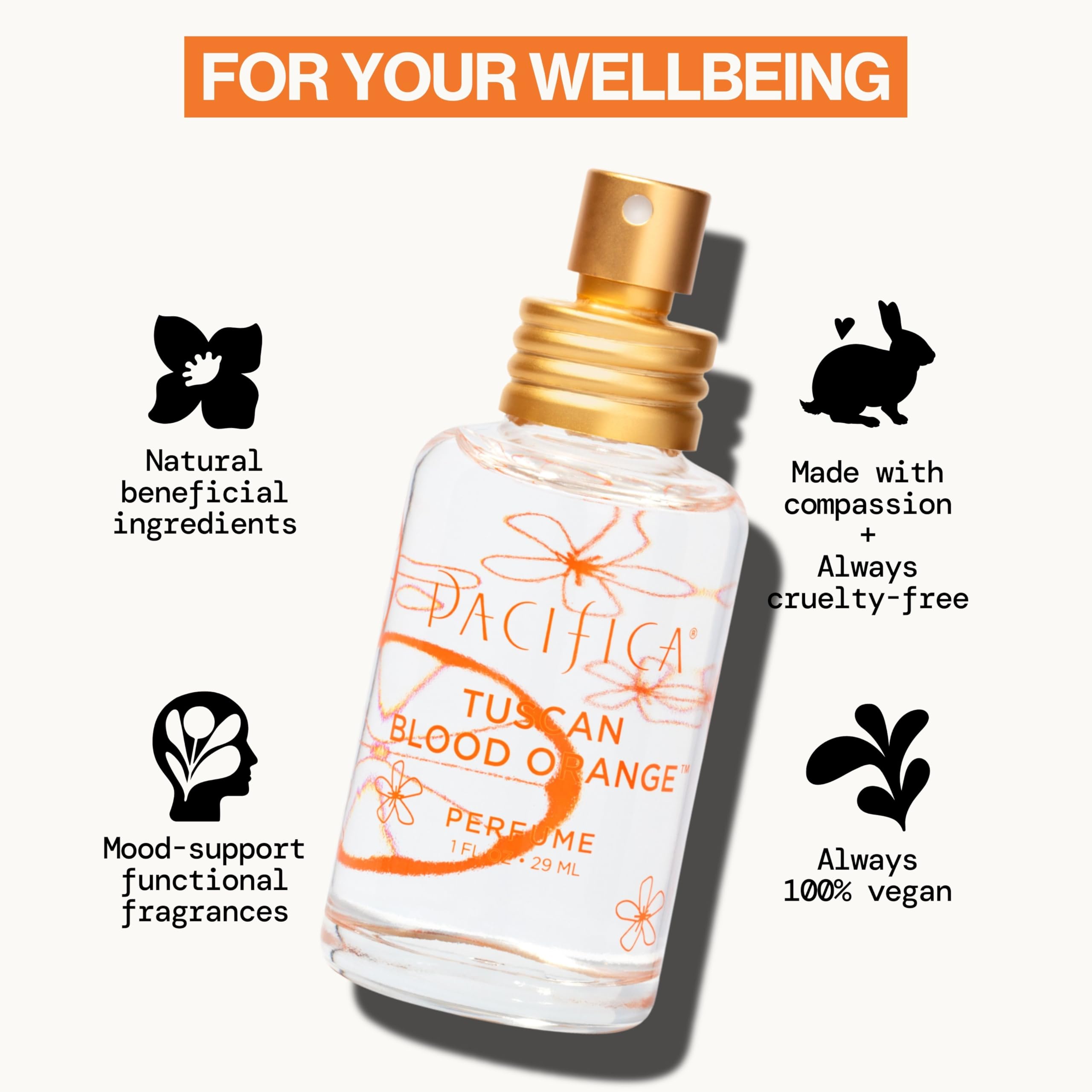 Ingredient-era close-up highlighting non-GMO corn-based alcohol in Pacifica perfume.