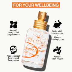Ingredient-era close-up highlighting non-GMO corn-based alcohol in Pacifica perfume.