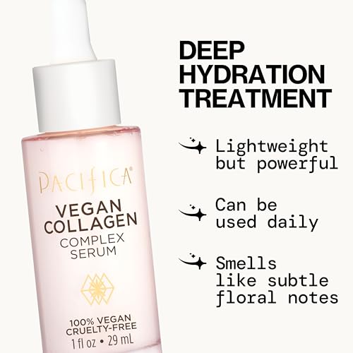 Pacifica Sérum de Colágeno Vegano: aplicación suave en rostro y cuello.