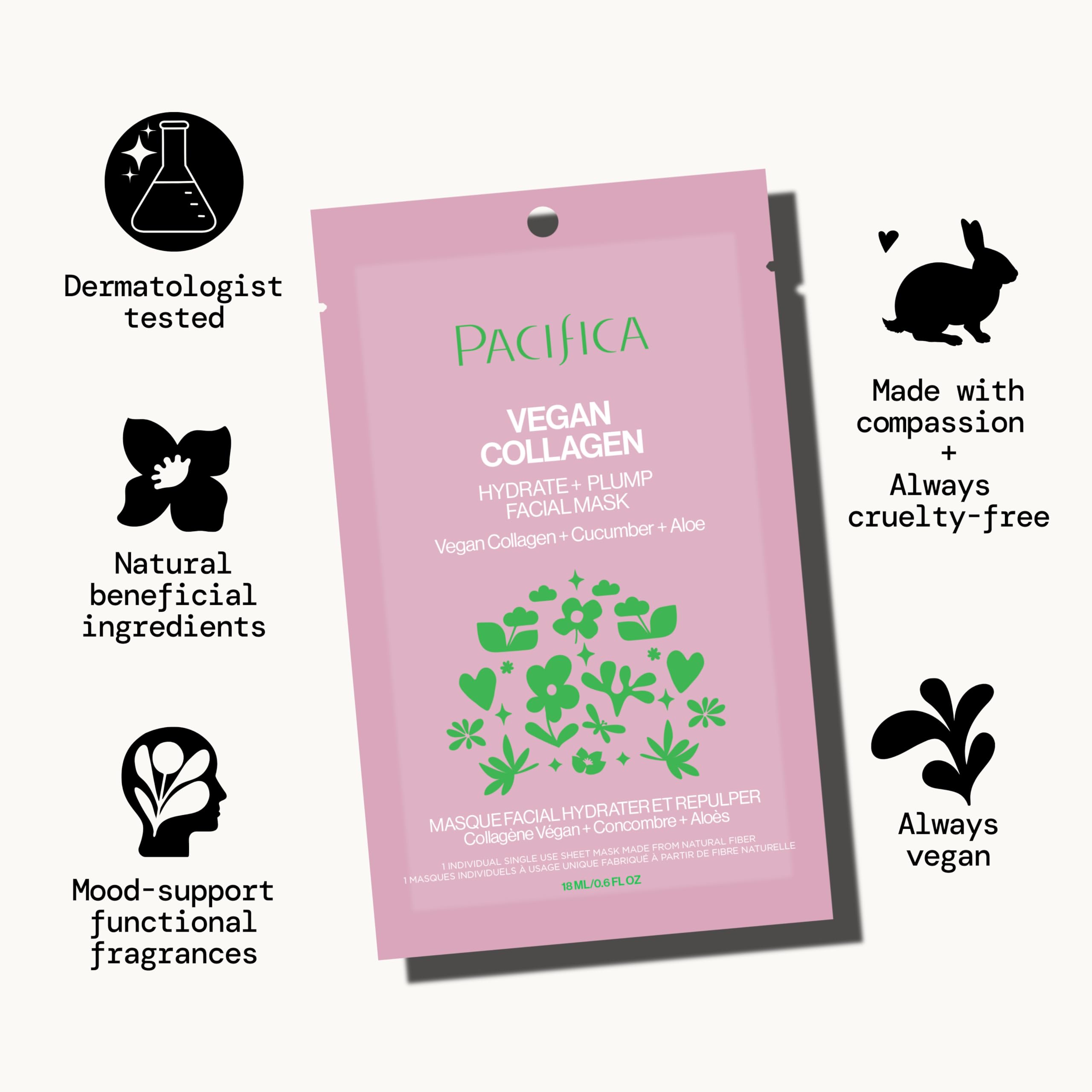 Pacifica vegana y libre de crueldad, probada dermatológicamente.