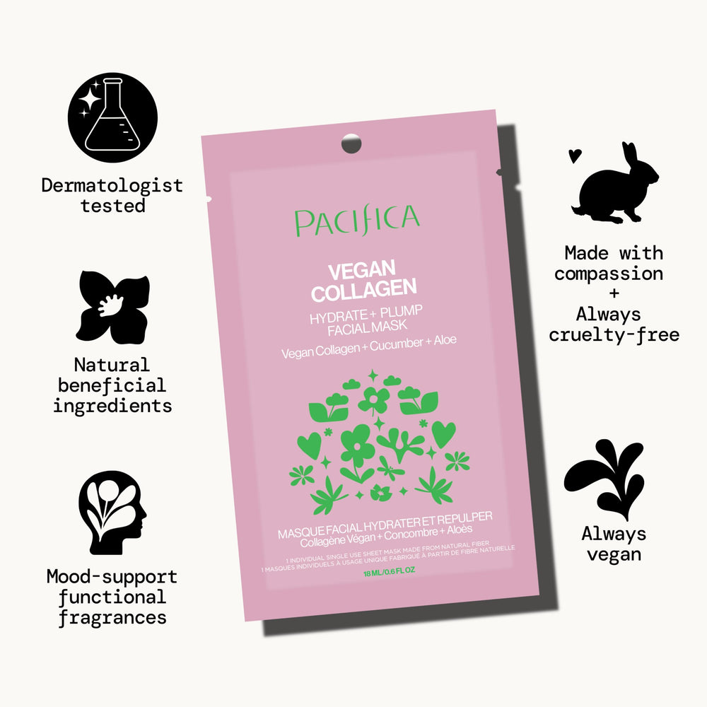 Pacifica vegana y libre de crueldad, probada dermatológicamente.