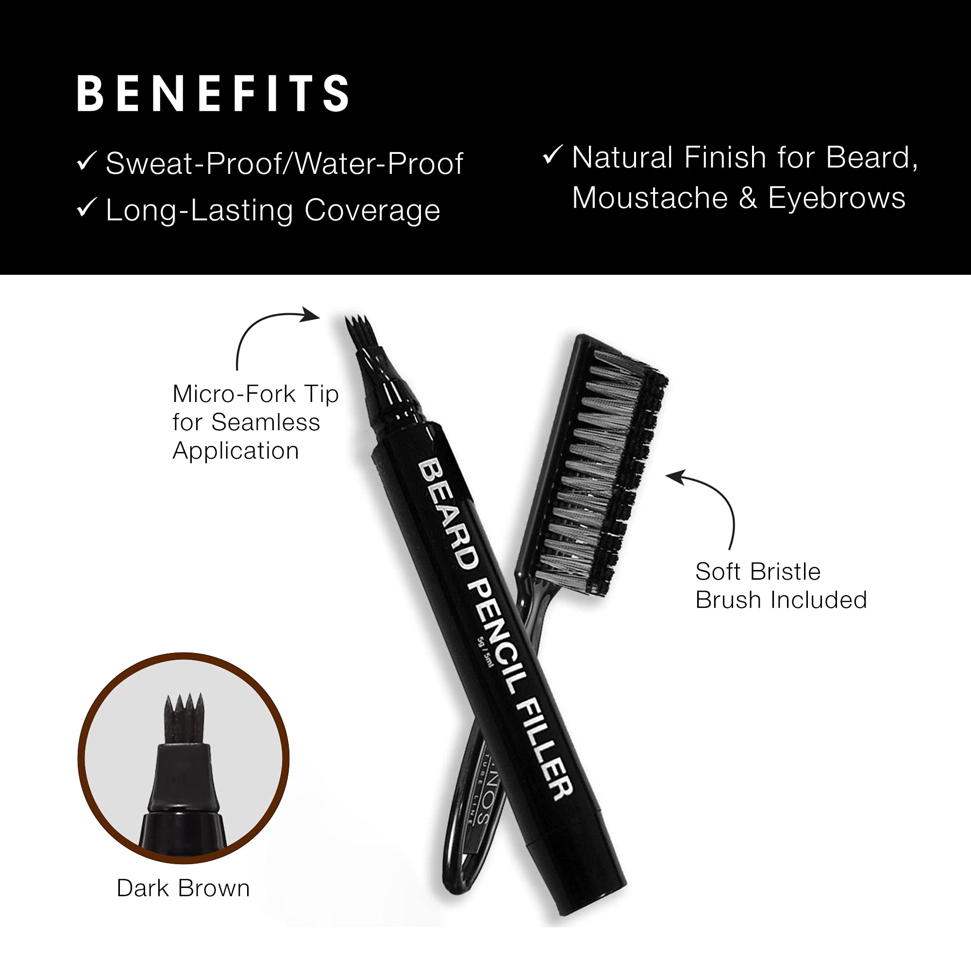 Pacinos micro-fork tip enables precise beard contouring.