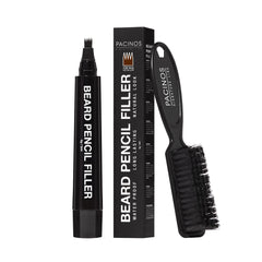 Pacinos beard pencil filler provides waterproof coverage for a seamless beard.
