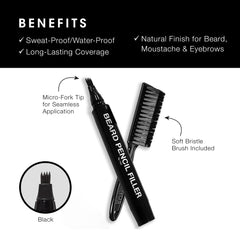 Pacinos Beard Pencil Filler waterproof formula resists sweat and rain for all-day confidence.