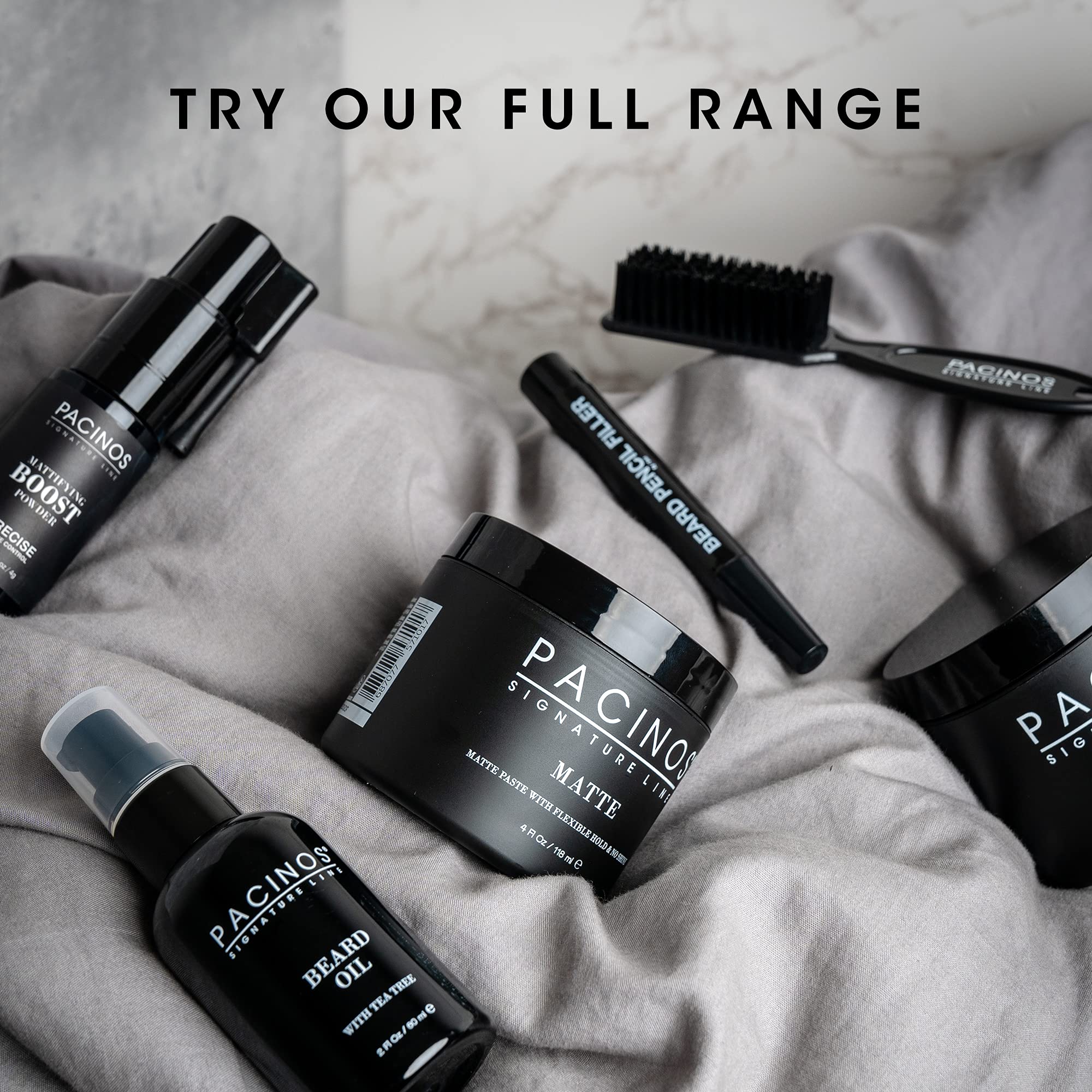 Pacinos contour and fill for crisp beard lines.