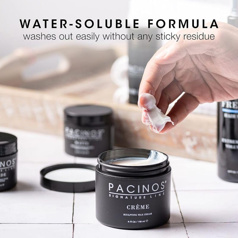 Pacinos Creme para cabello liso crea textura y separación natural.