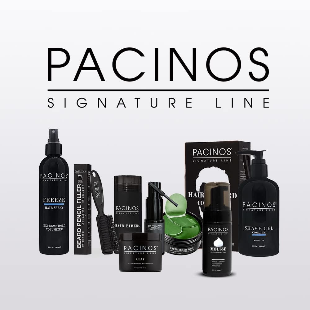 Pacinos Signature Line Curl Mousse packaging on a clean vanity