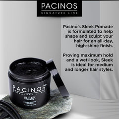 Pelo medio a largo con Pacinos SLEEK en acabado húmedo.