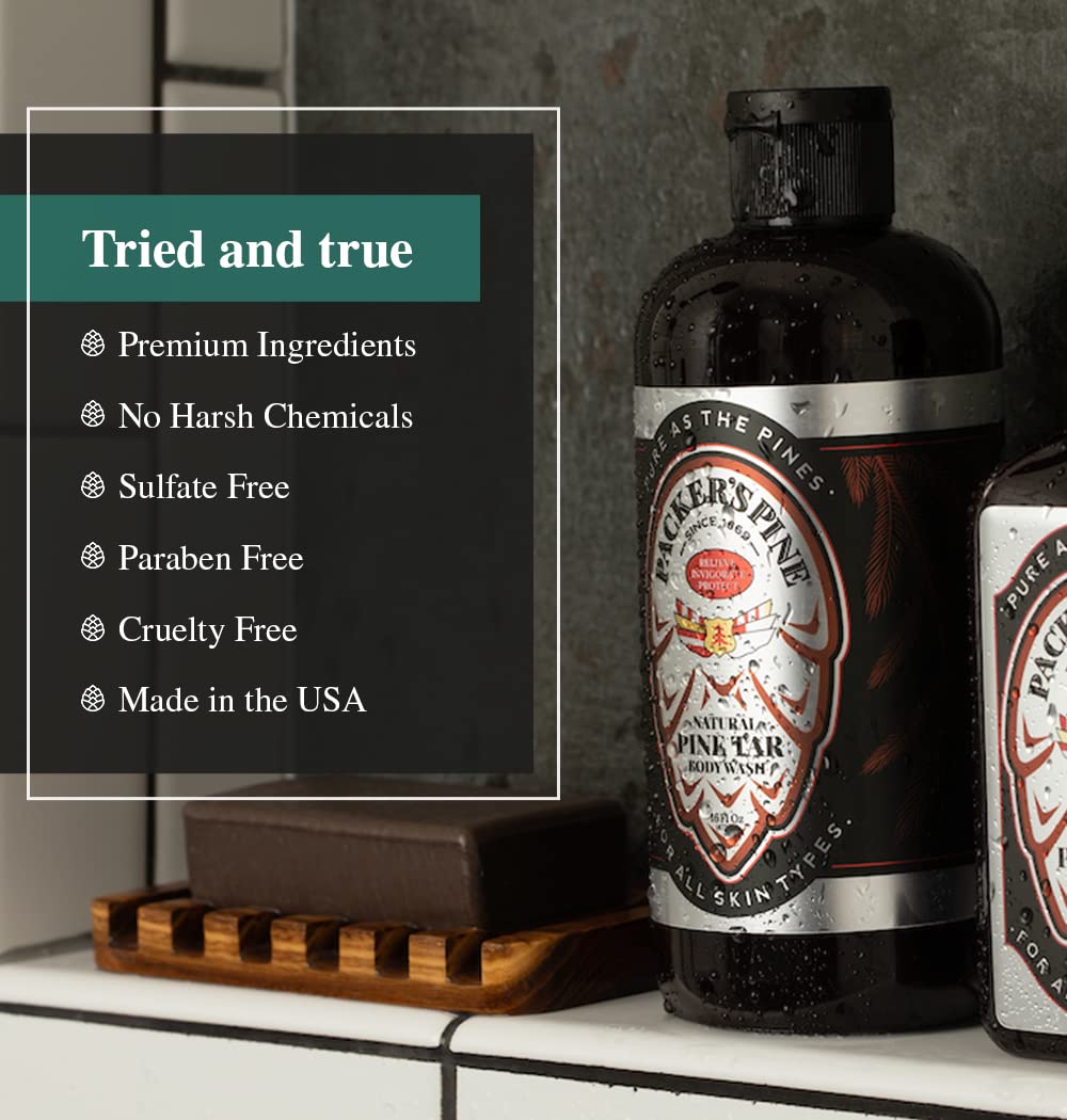 Packer's Pine Tar Body Wash: aroma a bosque para una ducha revitalizante.