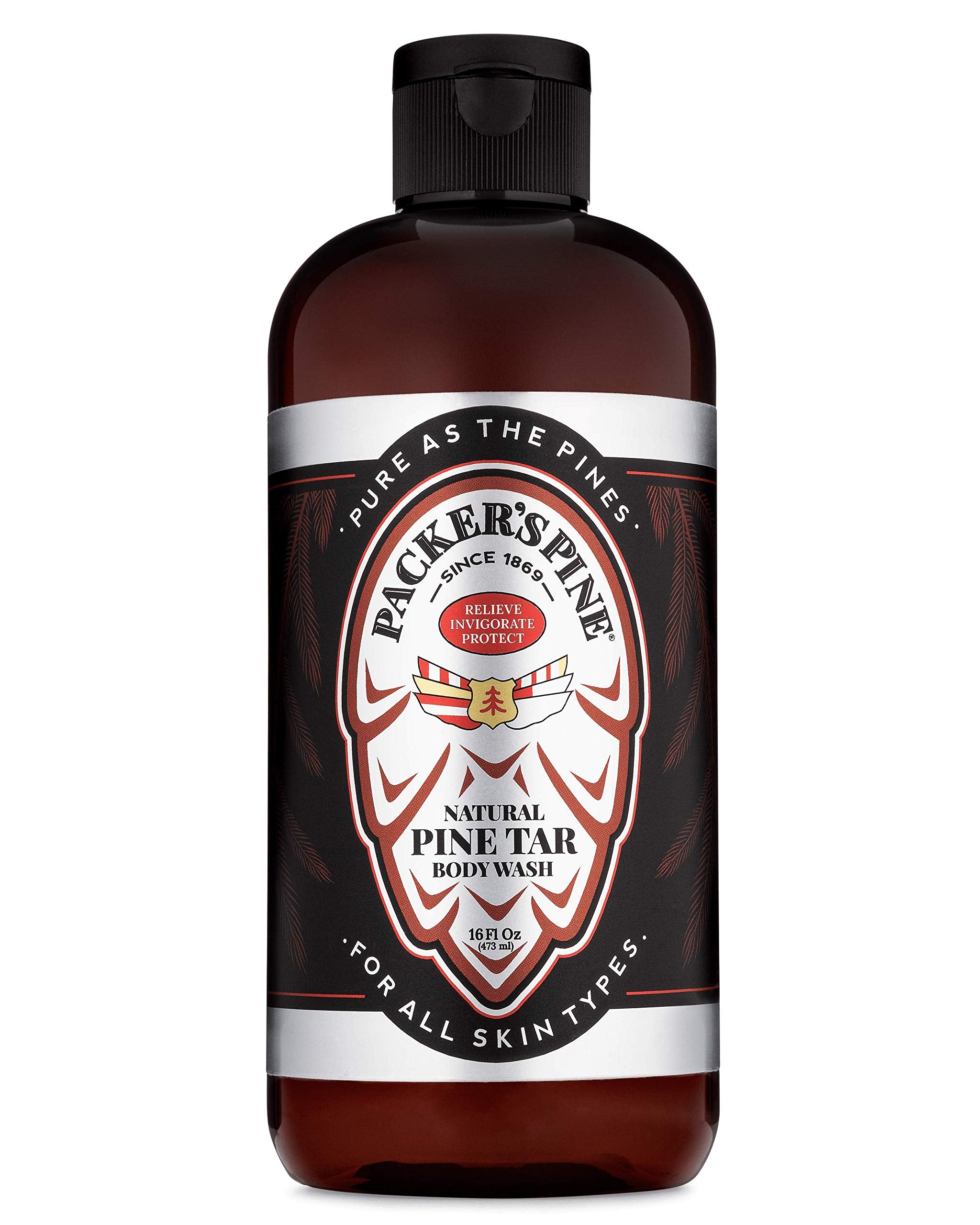 Packer's Pine Tar Body Wash: botella con aroma a pino y limpieza suave.