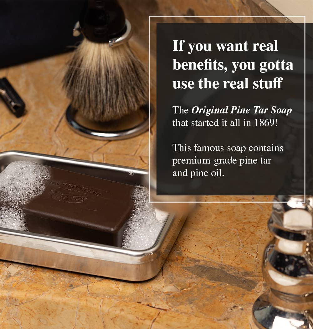 Jabón Packer's Pine Tar, barra con aroma, ofrece hidratación suave.