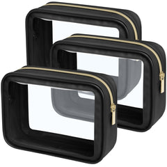 Packism clear makeup bag front view shows compact, travel-ready foldable design.