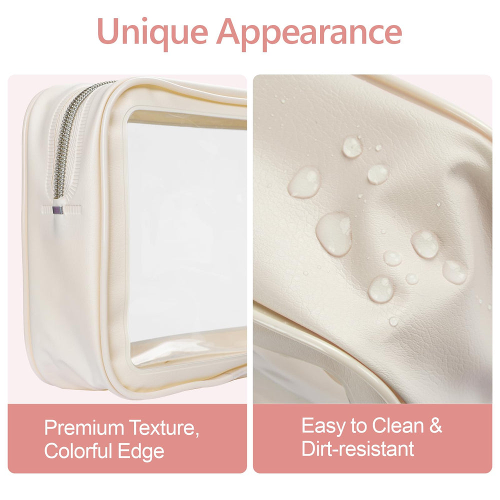 PACKISM clear makeup bag large with durable zipper detail for travel.