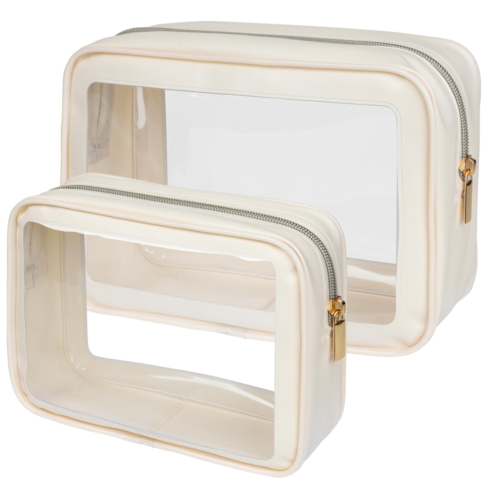 PACKISM clear makeup bag large, front view showing spacious interior for toiletries.