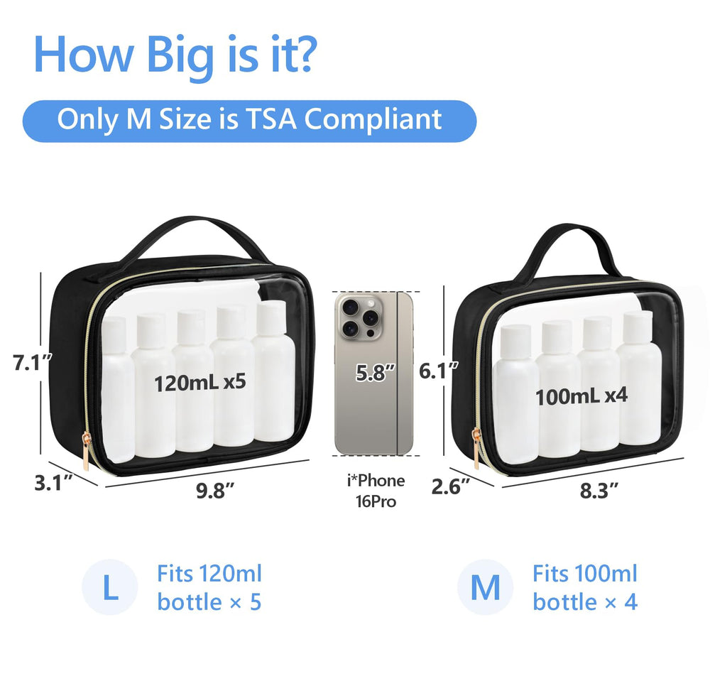 Packism Clear Makeup Bag Zip-Around Opening for easy access.