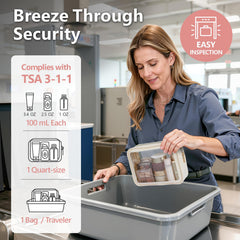 PACKISM clear toiletry bag, medium size, water-resistant for reliable travel organization.