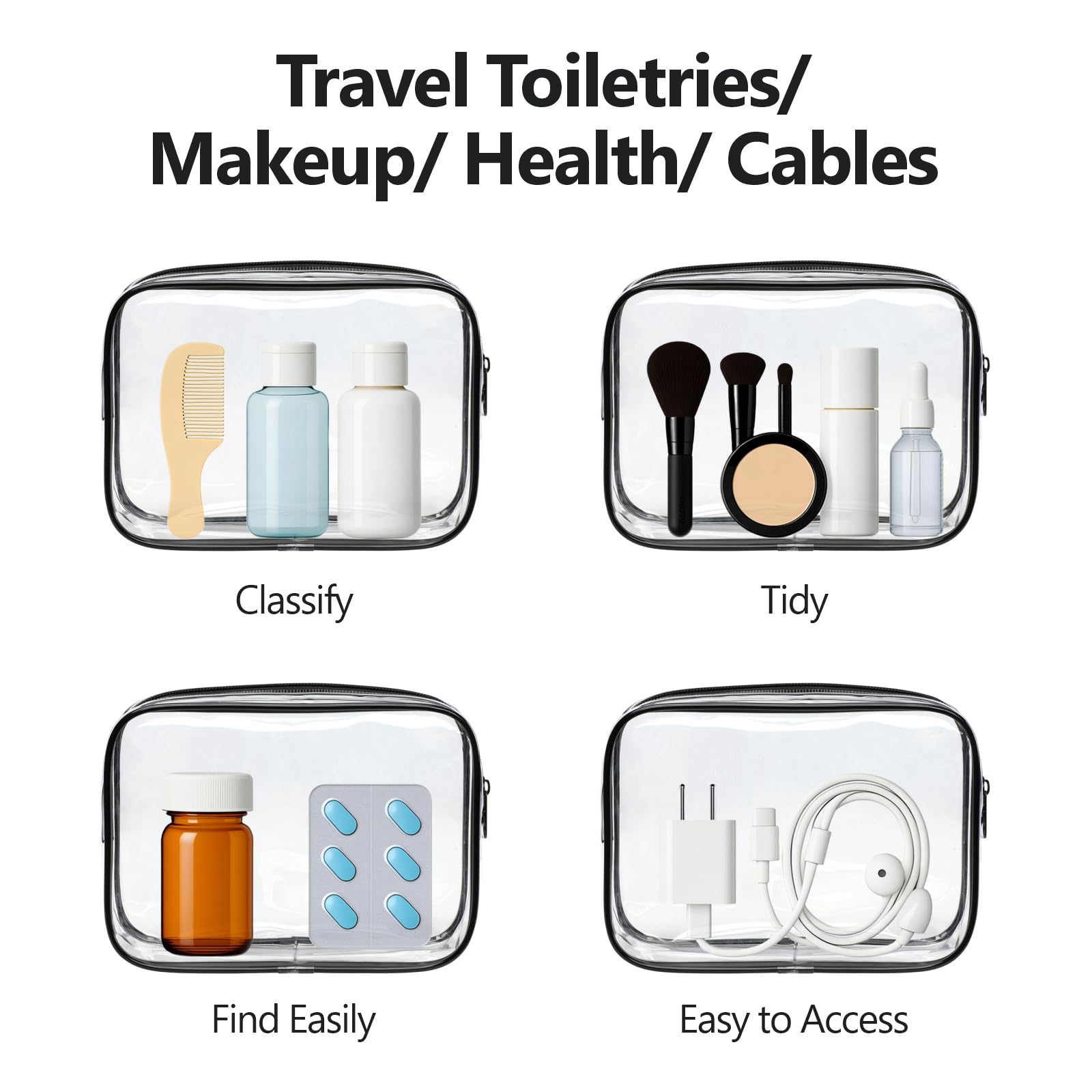 PACKISM reinforced seams minimize leaks while packing cosmetics and small items