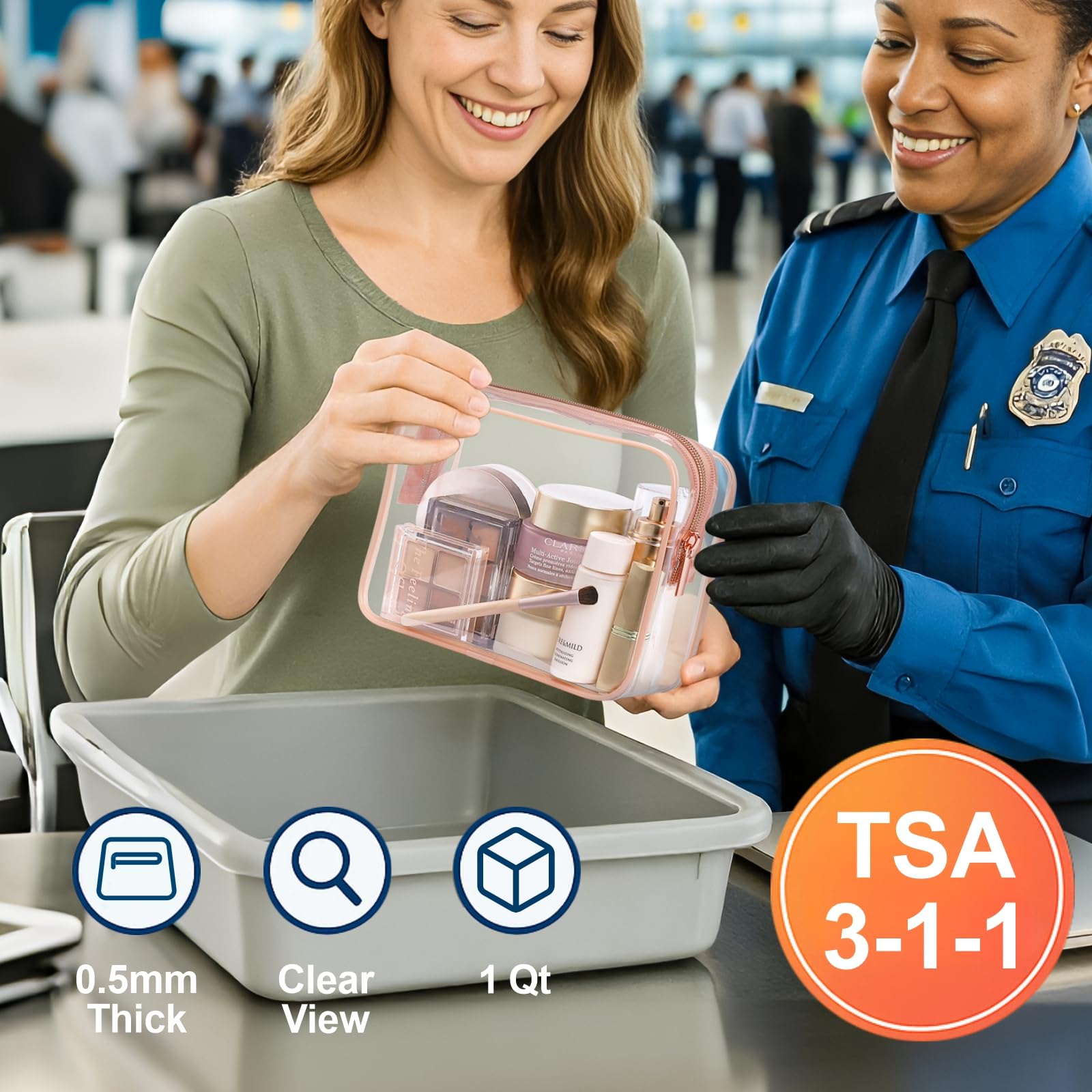 Packism 3-pack transparent cosmetic bags keep makeup organized during travel