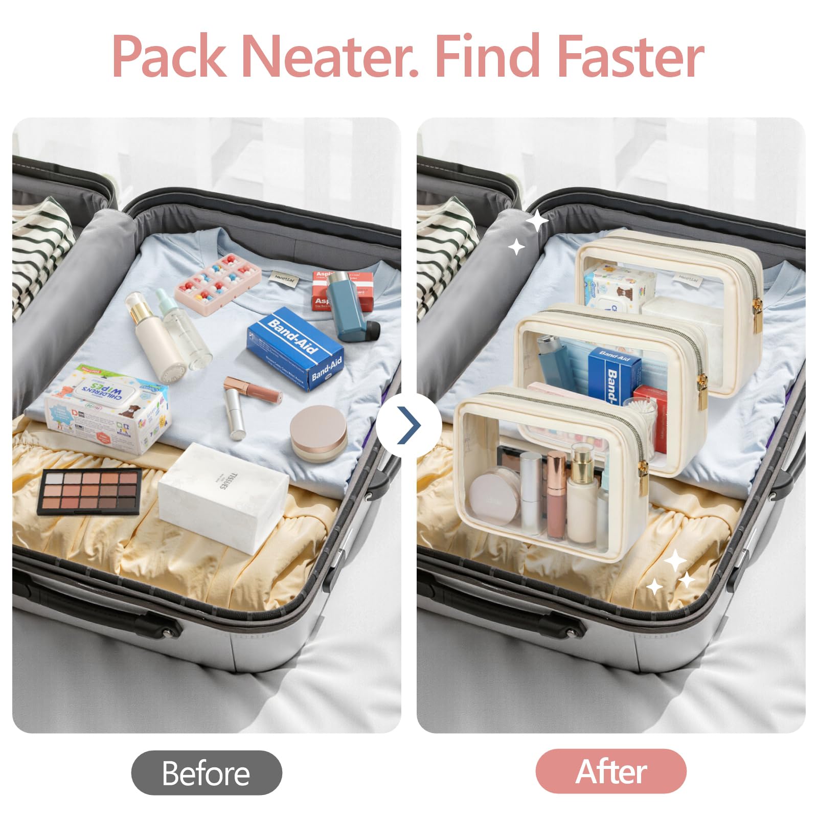 PACKISM TSA-compliant quart-sized bags for easy security checks.
