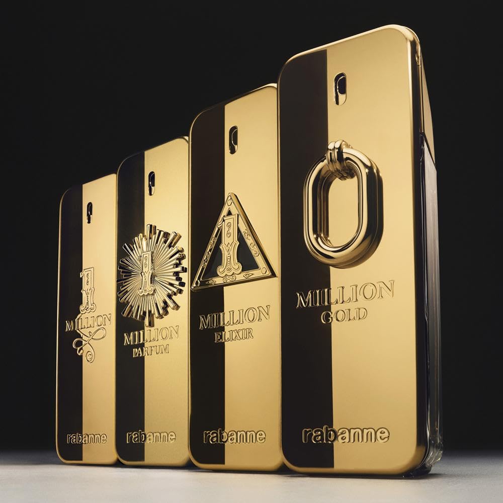 Rabanne Million Gold Intense sandalwood base note conveys lasting warmth.