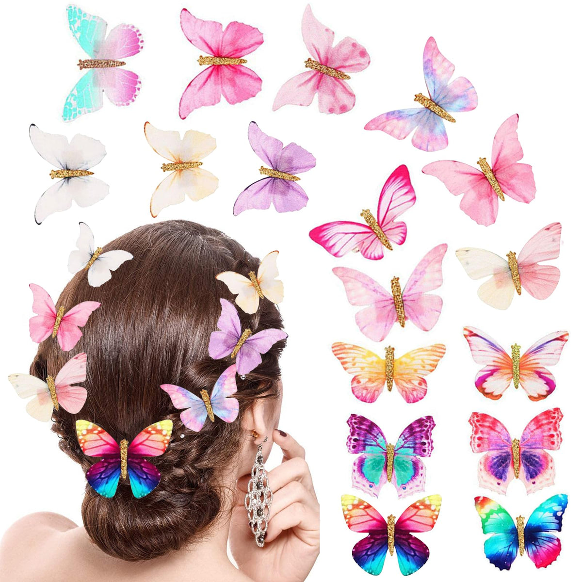 Paderison butterfly hair clip with moving rainbow glitter for bright, playful hairstyles