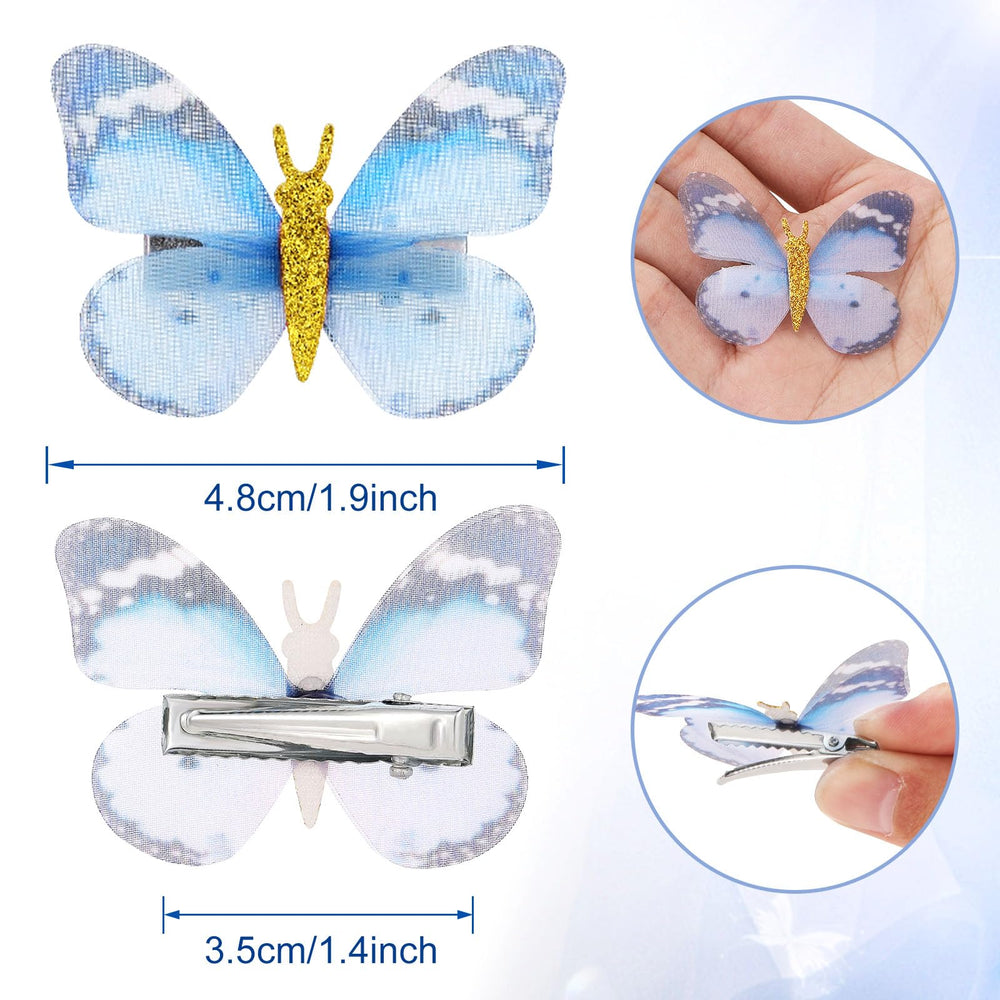 Paderison butterfly clips with fabric wings for lively styling.