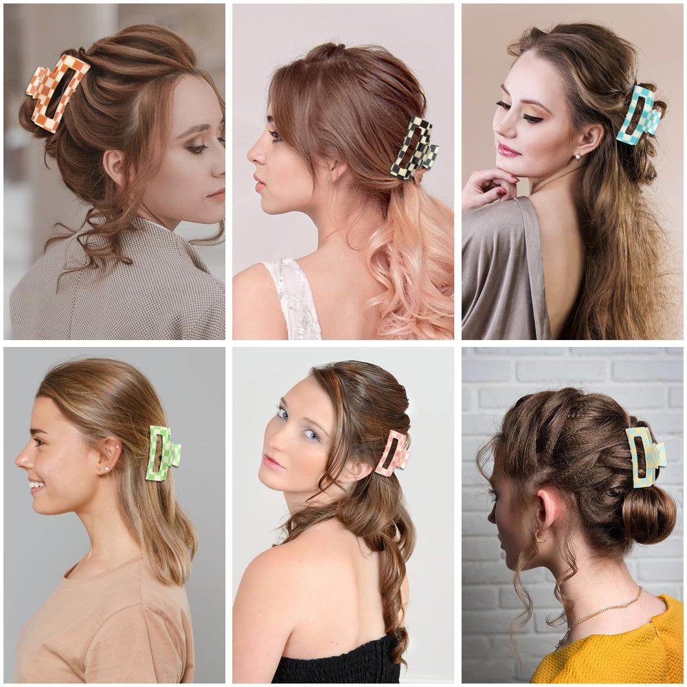 Paderison clip rectángulo ajedrezado amarillo azul para looks casuales y festivos