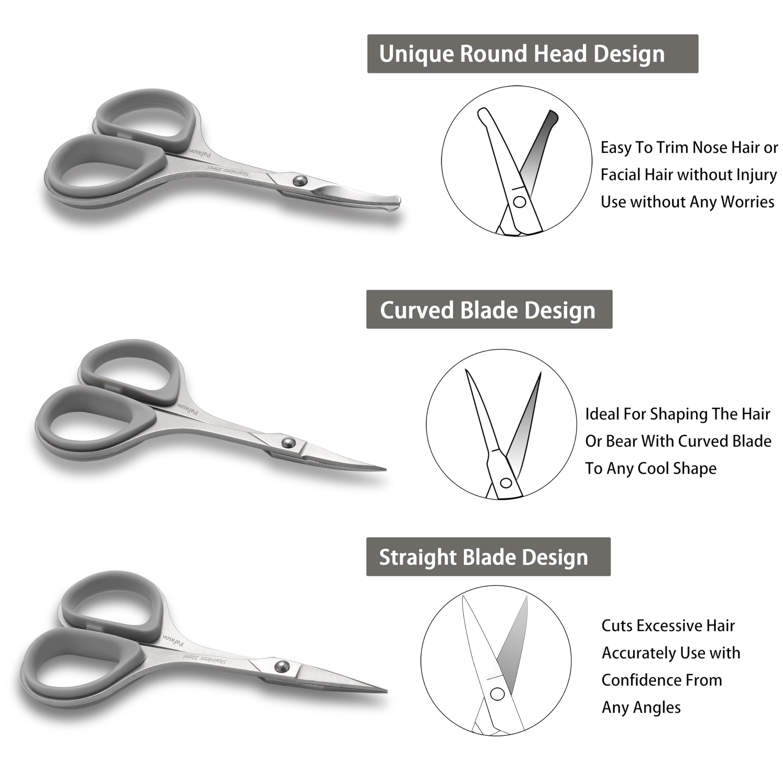 Pafason curved-tip beard scissor for contouring and shaping