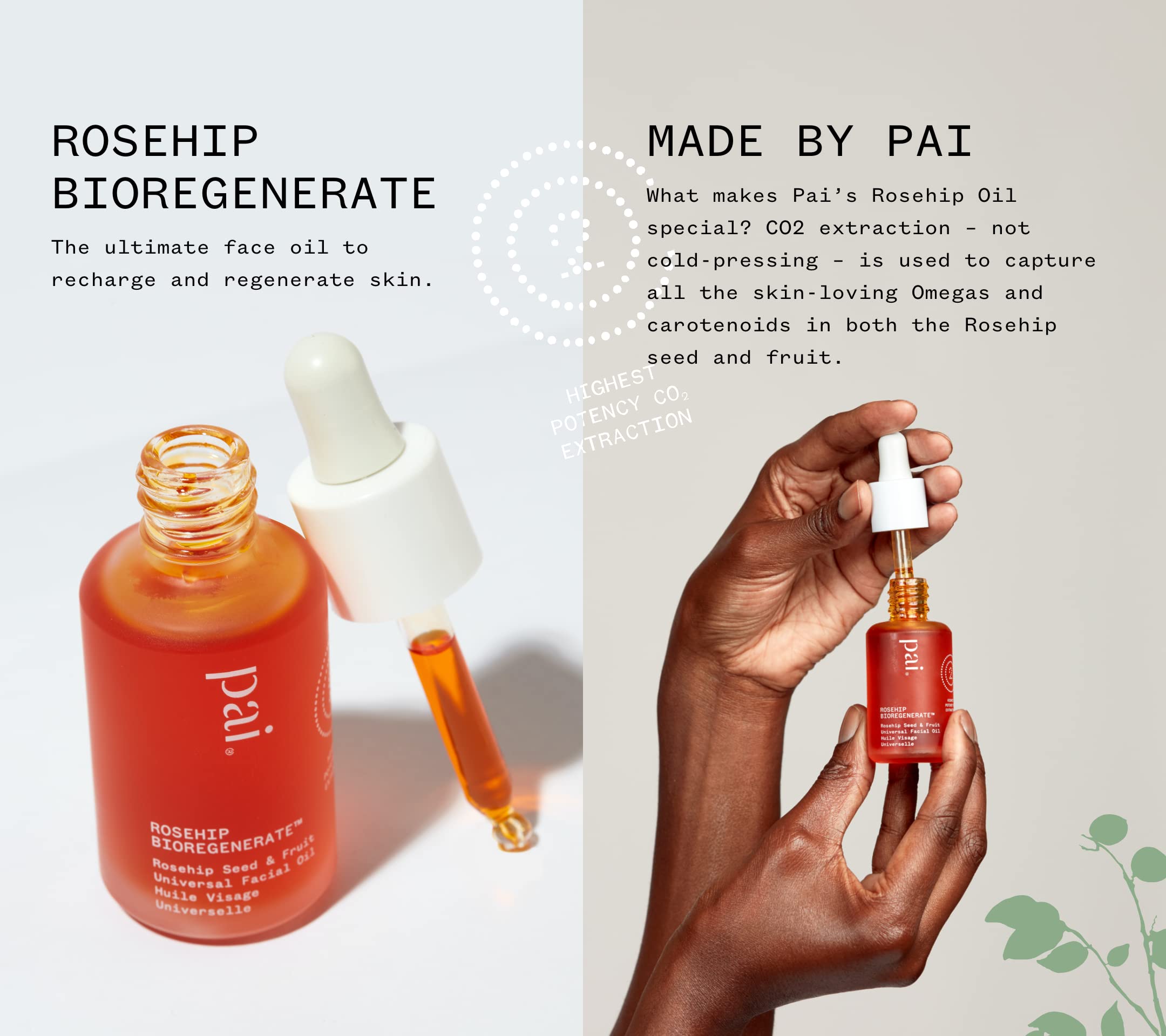 Texture close-up of Pai Rosehip BioRegenerate oil for deep hydration