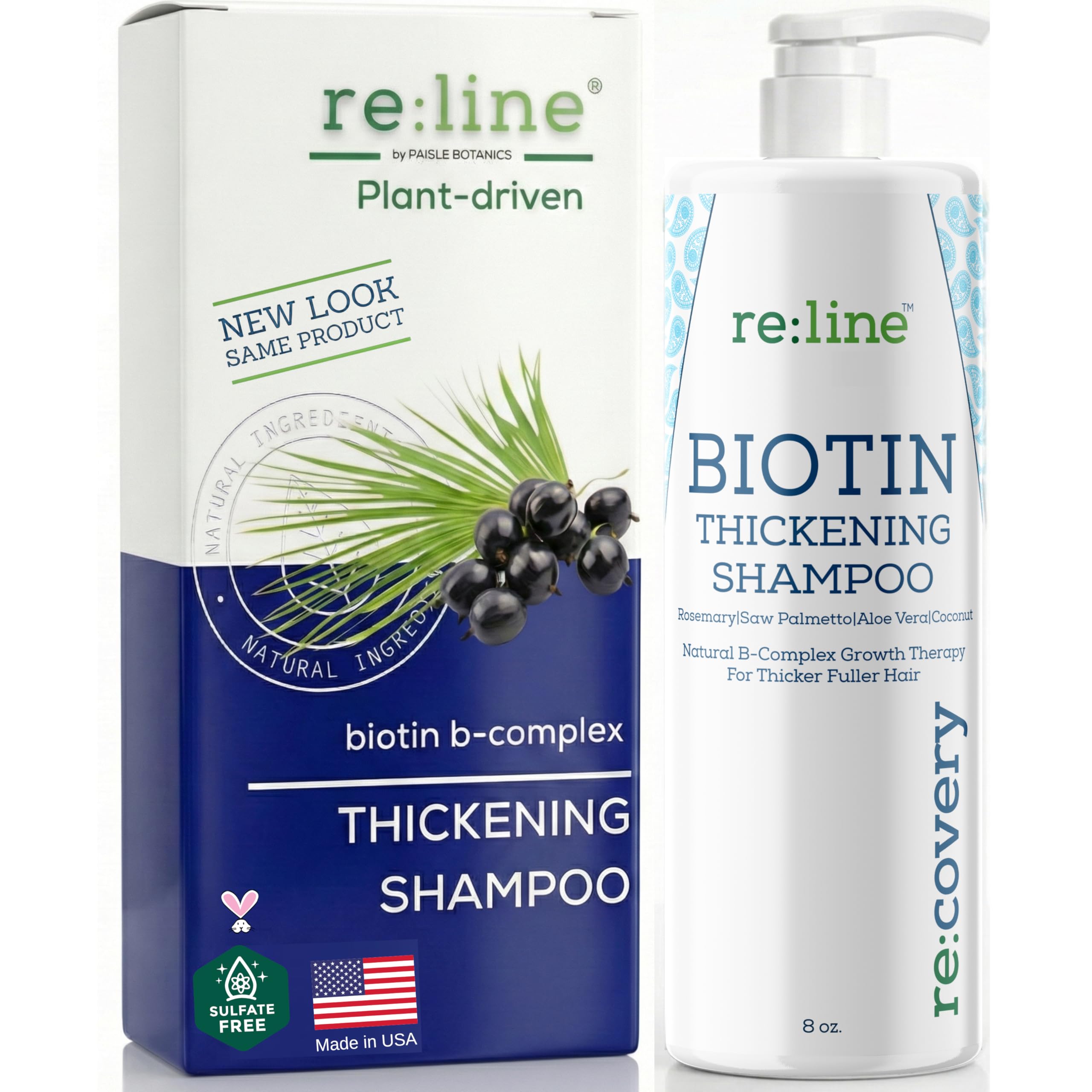 Paisle Botanics Biotina Engrosador Champú – botella con volumen ligero para cabello fino.