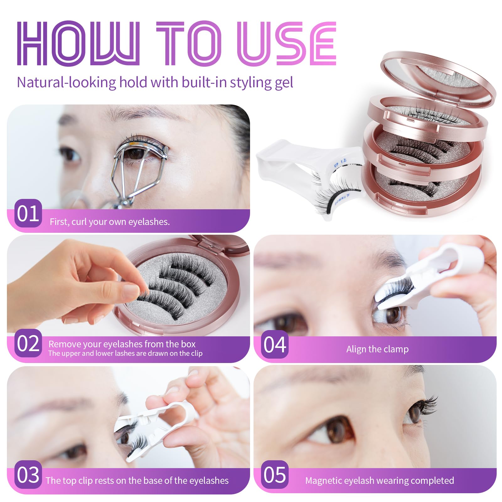 Palimainy magnetic lashes applicator with magnets for glue-free wear