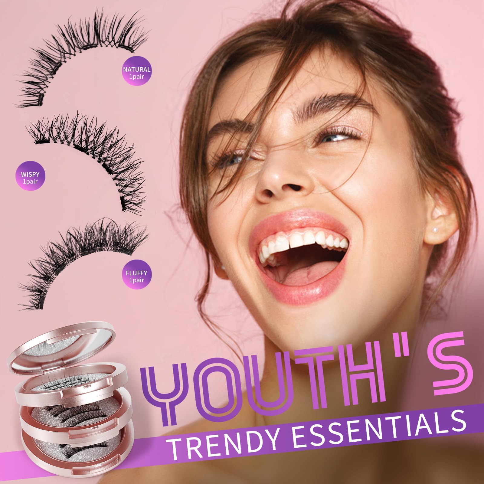 Palimainy wispy-style magnetic lashes with fluttery edges for evening glam