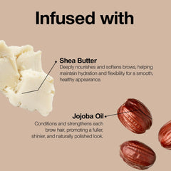 Polvo de cejas Palladio con ingredientes nutritivos: Shea y Jojoba para la piel.