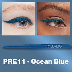 Palladio delineador definición precisa en Azul Océano con acabado cremoso.