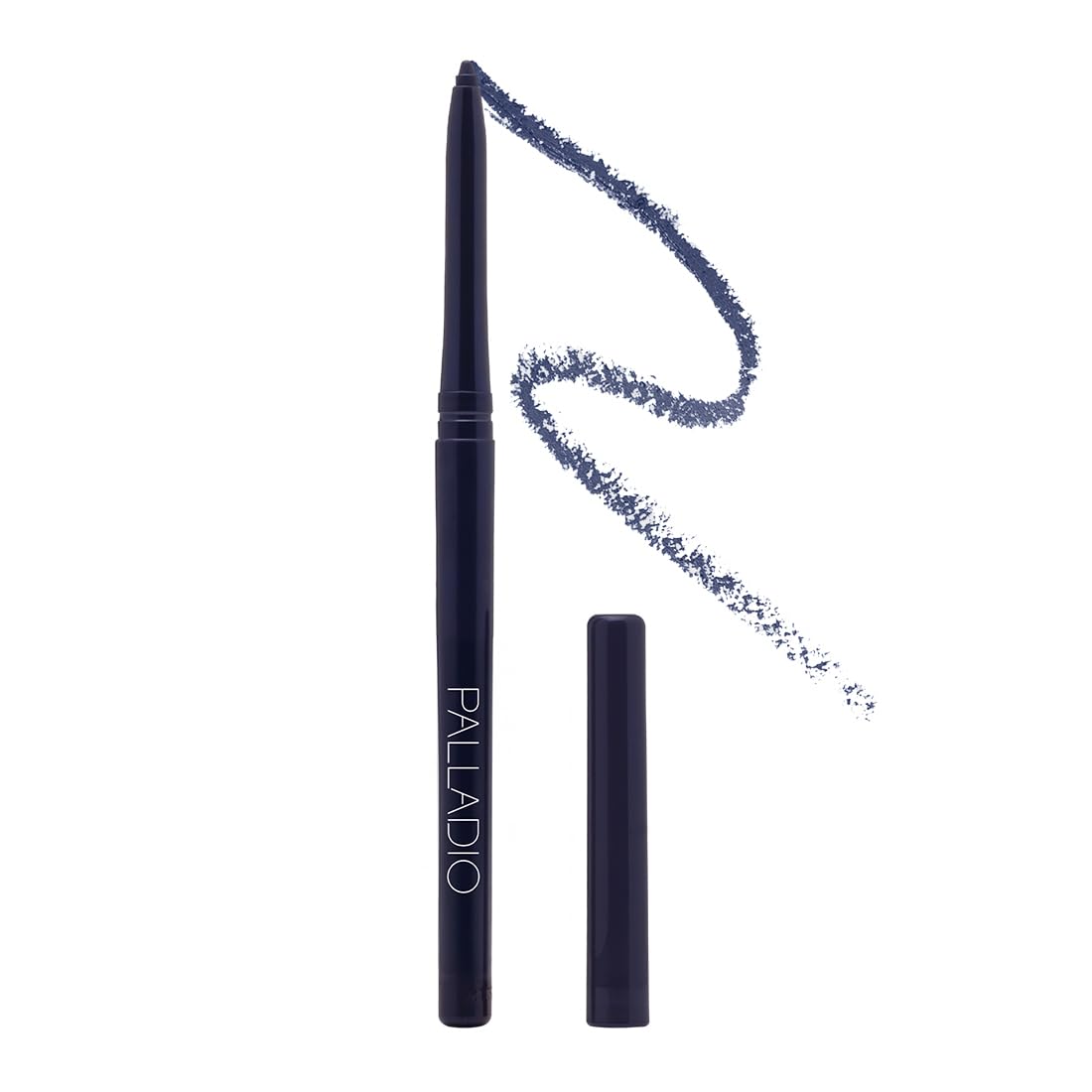 Delineador Palladio retráctil resistente al agua en azul profundo para un delineado duradero.