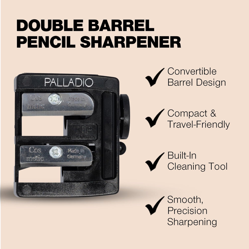Palladio sharpener showing two openings for small and large pencils