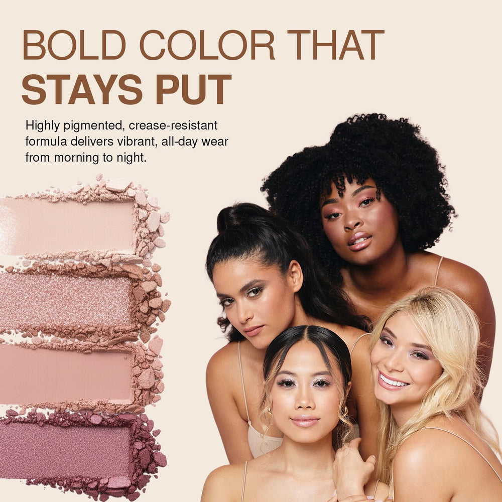 Palladio Eyeshadow Quad: brocha facilita aplicación uniforme.