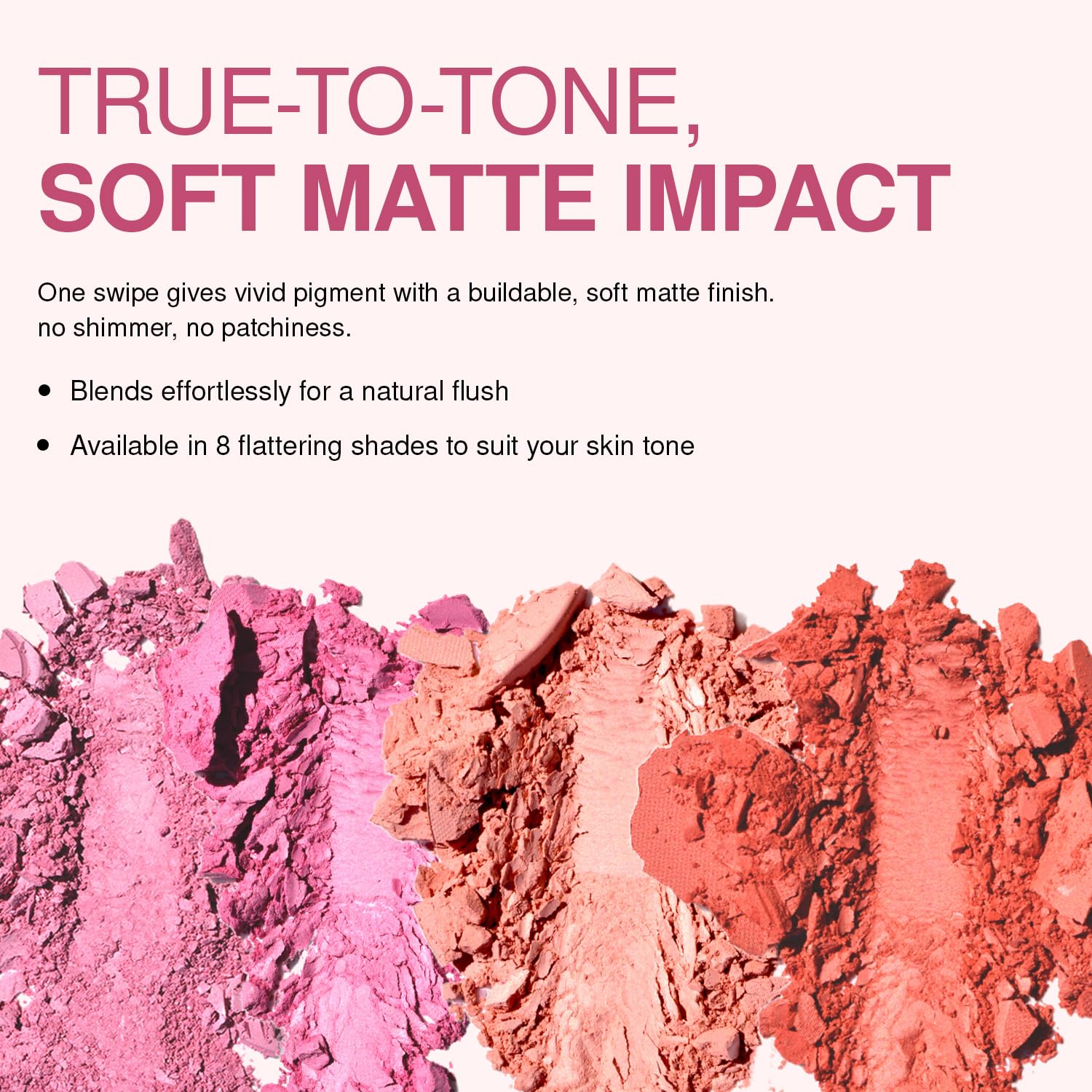 Palladio Rubor Mate Rosa Frambuesa, textura sedosa que se funde sin esfuerzo.