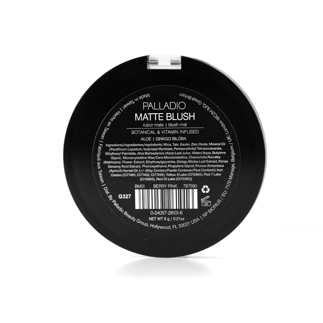 Palladio Rubor Mate Rosa Frambuesa, formato compacto ideal para retoques.
