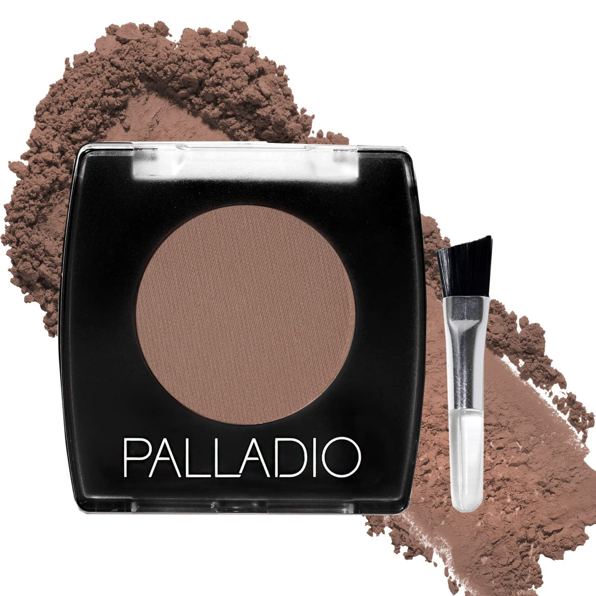 Polvo de cejas Palladio tono marrón suave con aplicador para definición natural.