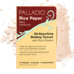 Palladio rice paper blotting sheets absorb oil for a fresh, shine-free look.