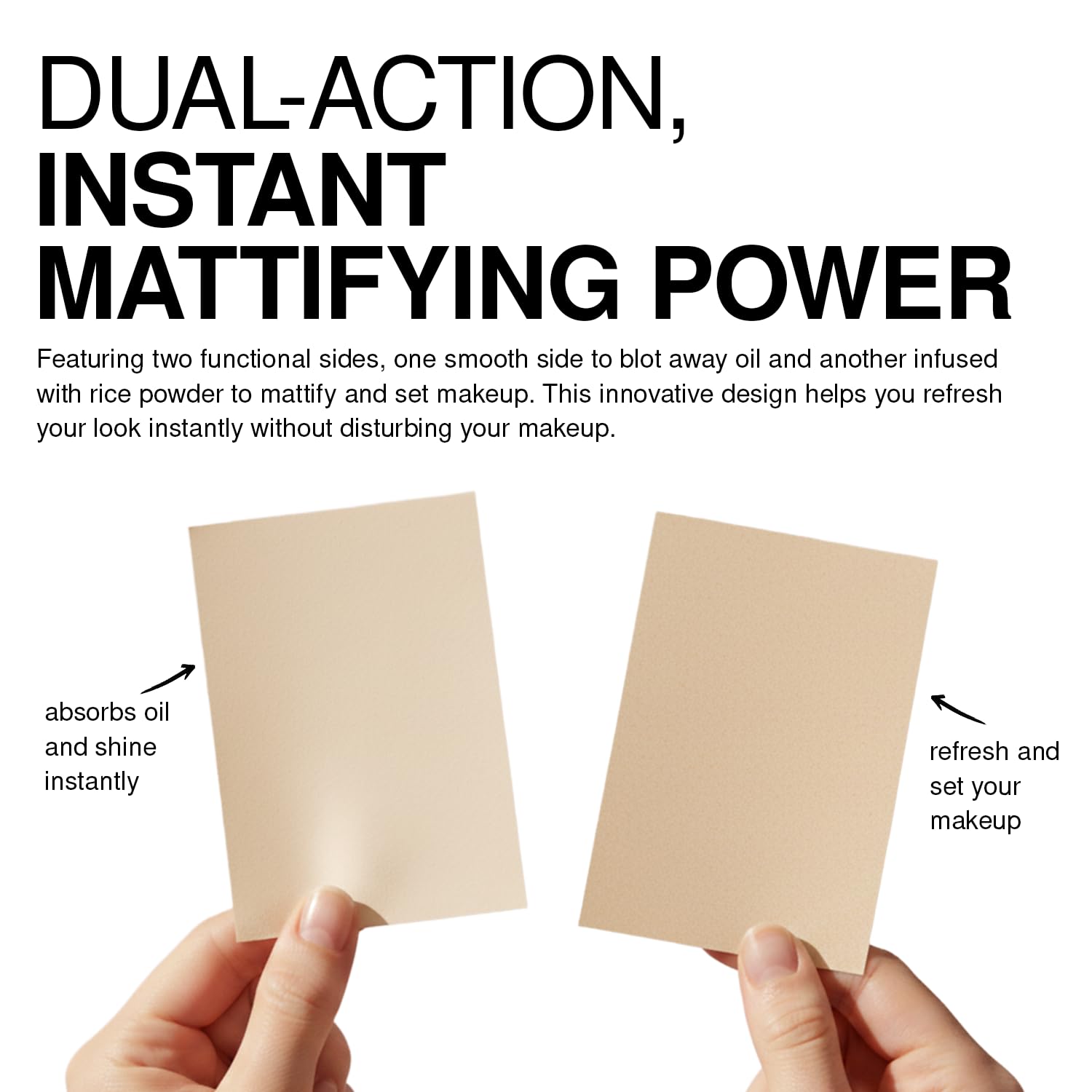 Palladio rice paper blotting sheets enable discreet oil absorption outside.