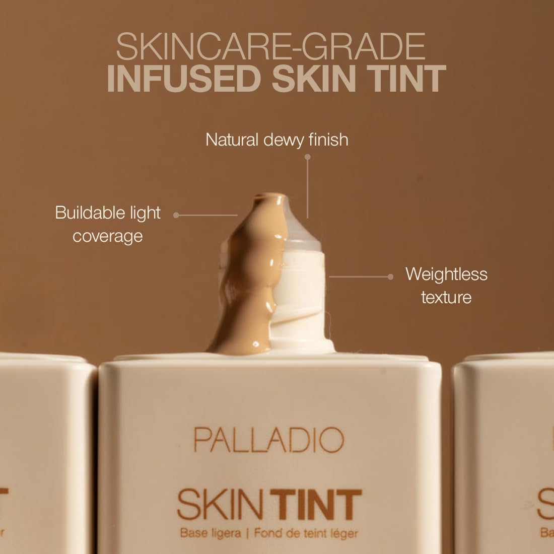 Palladio Skin Tint aplicación con dedos para tono natural.
