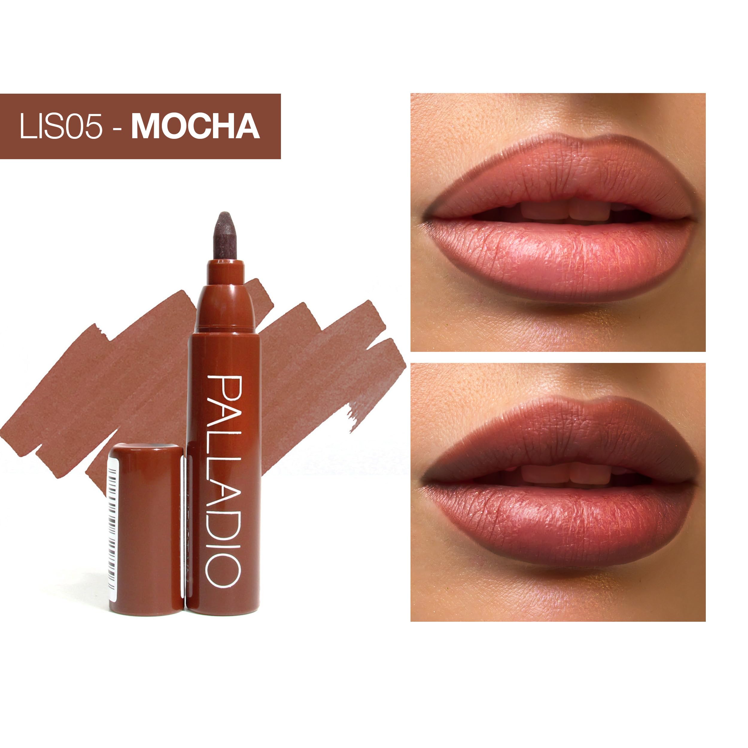Tinta labial Palladio color mate y duradero para un look natural.