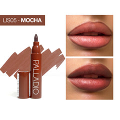 Tinta labial Palladio color mate y duradero para un look natural.