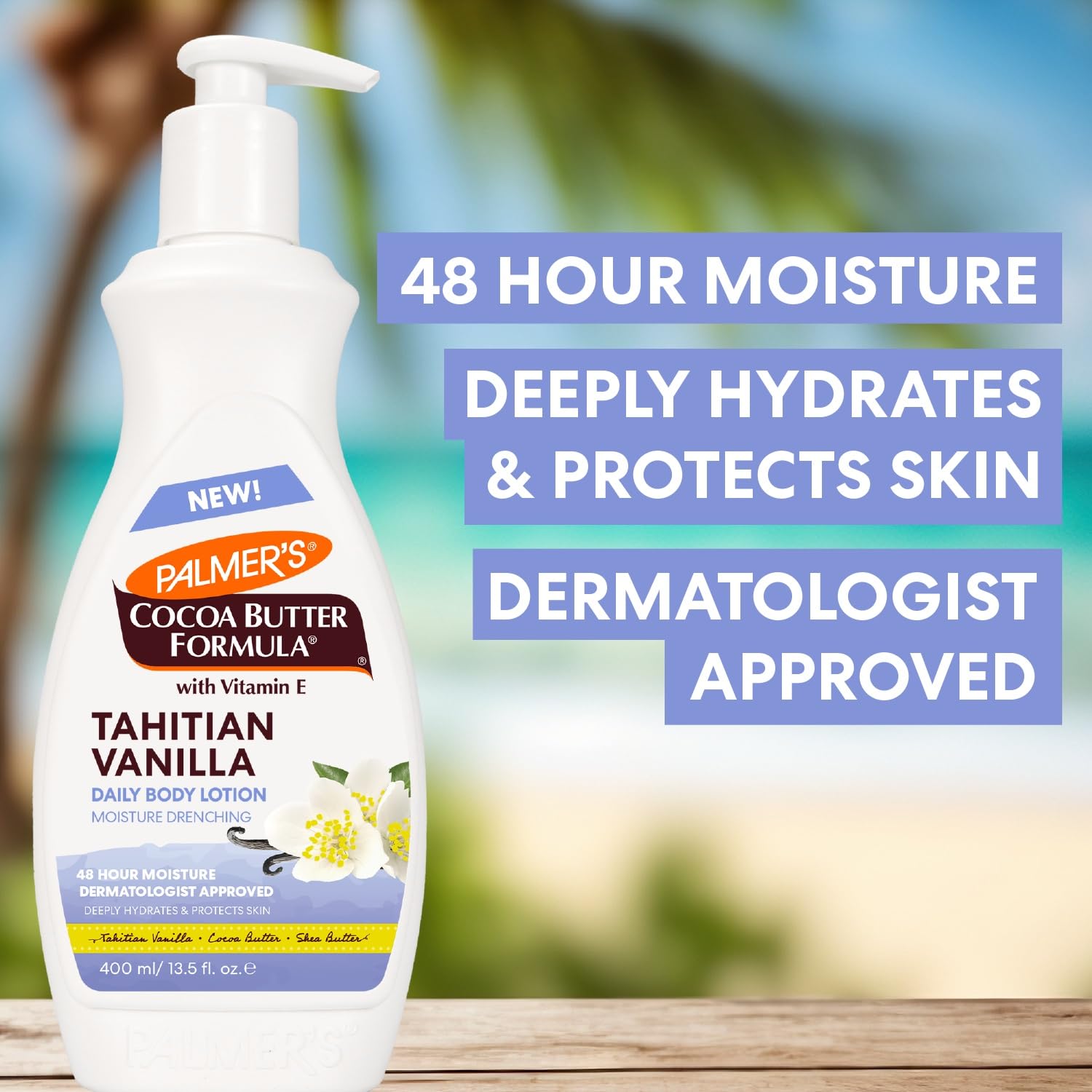 Palmer's aceite corporal de vainilla tahitiana en frasco para nutrición de la piel.
