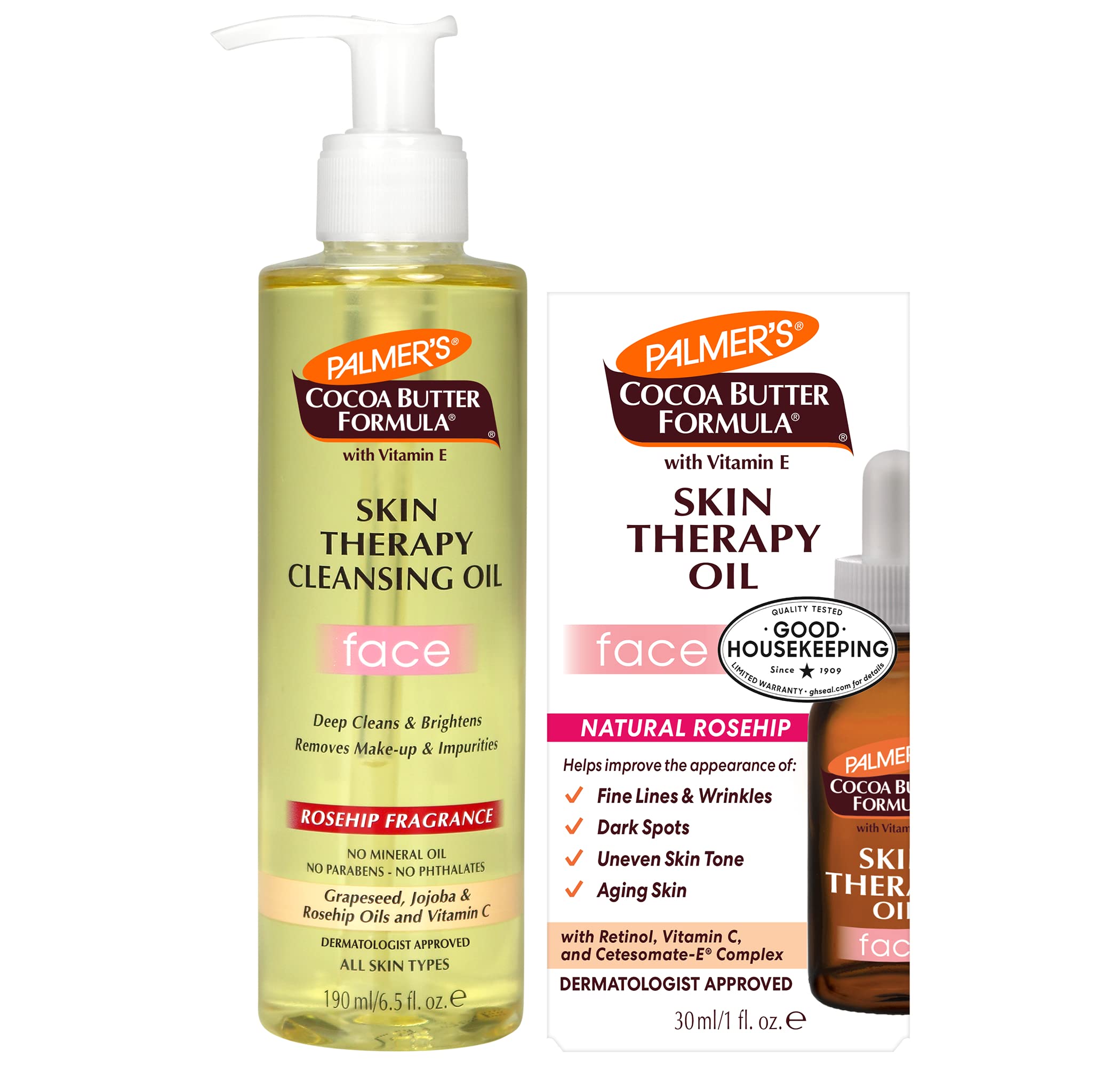 Palmer's Aceite Limpiador Facial: botella visible, limpieza suave que deshace impurezas sin resecar.